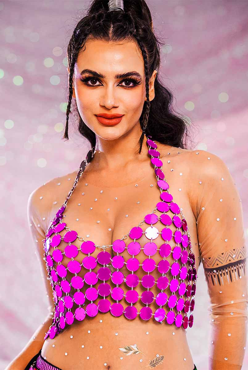 Short Purple Sequin Vest