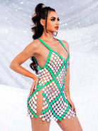 Chainmail Sequin Dress in Silver and Green