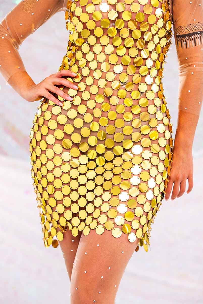 Gold Sequin Shift Dress