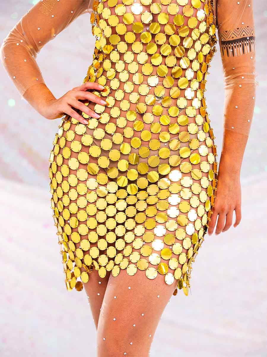 Gold Sequin Shift Dress