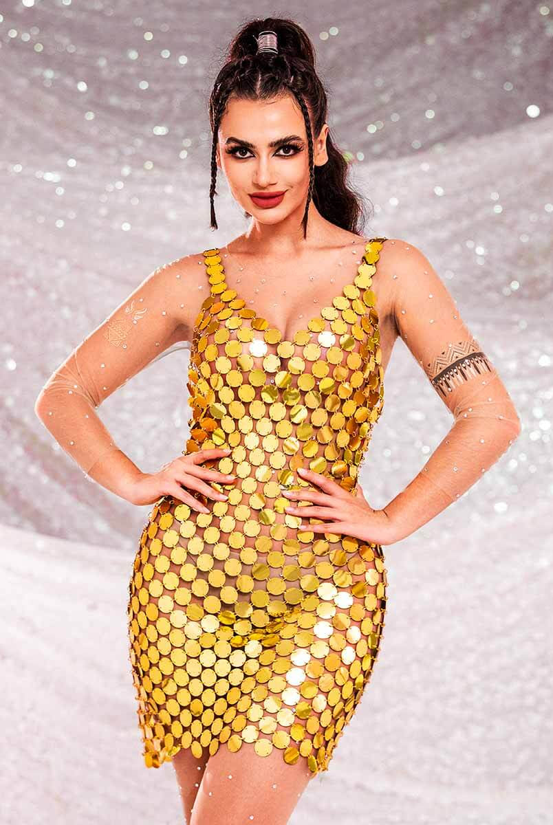 Mini Gold Sequin Dress