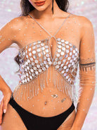 Silver metal chain bra top