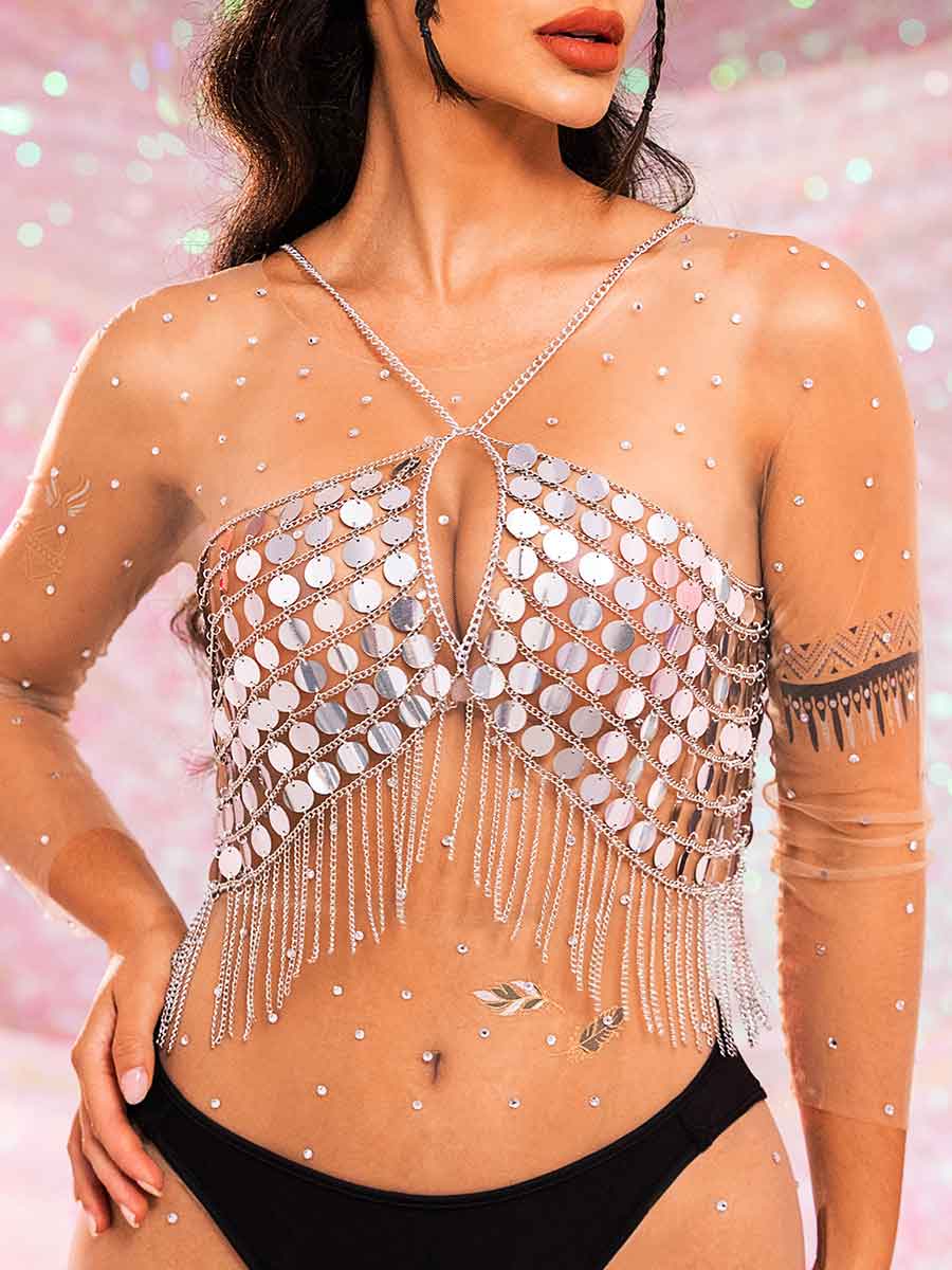 silver fringe top