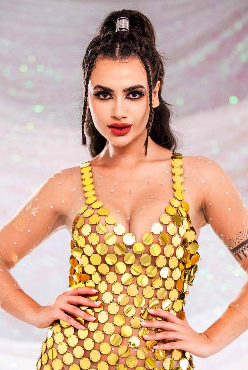 Gold Sequin Midi Dress (Backless)