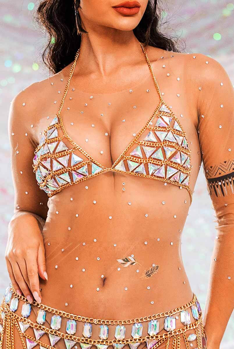 Rhinestone Chain Bra Top