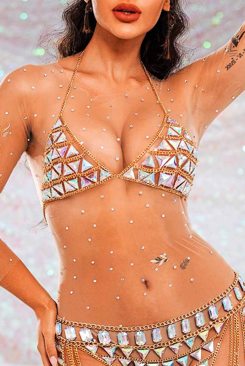 Crystal Halter Bra Top
