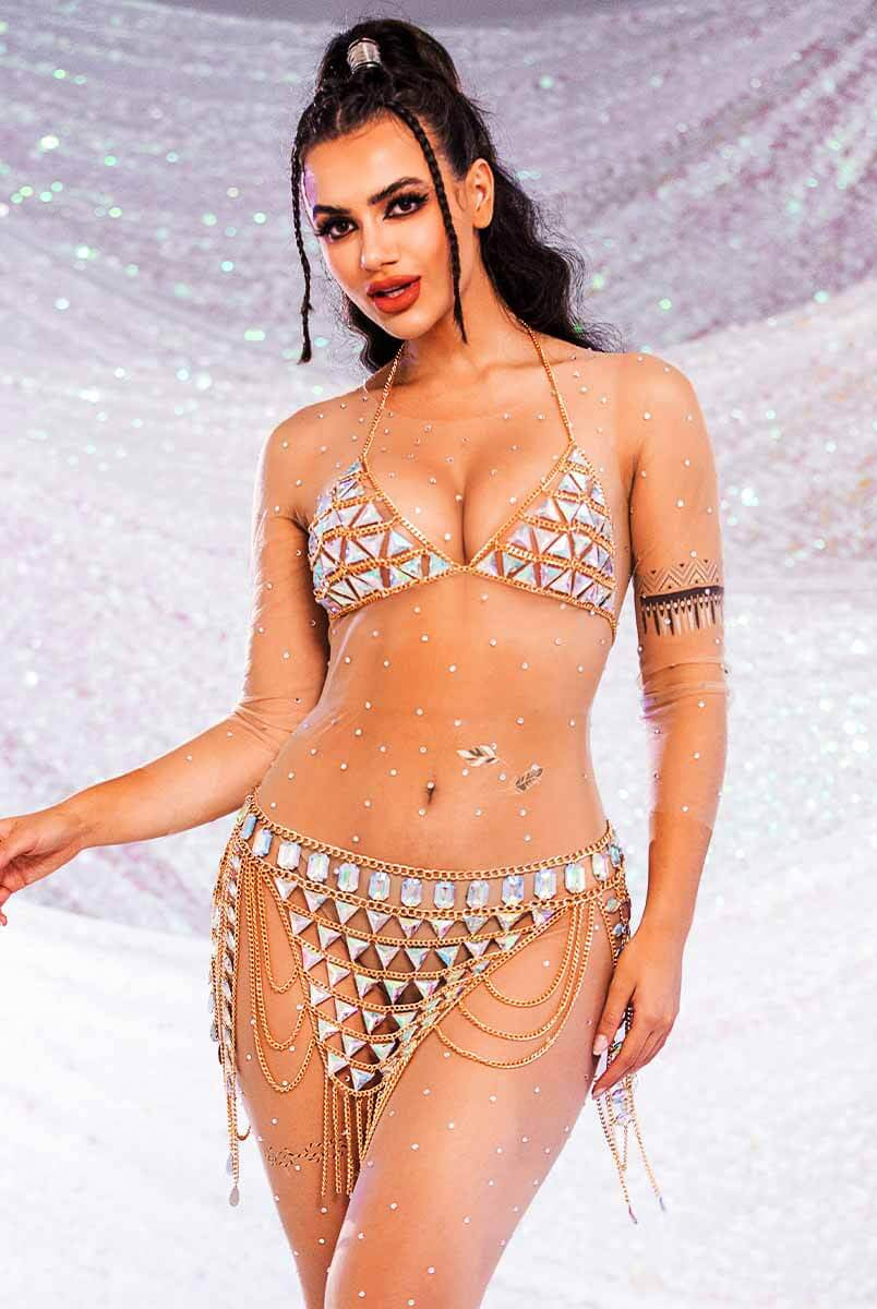 Halter Rhinestone Bra Top