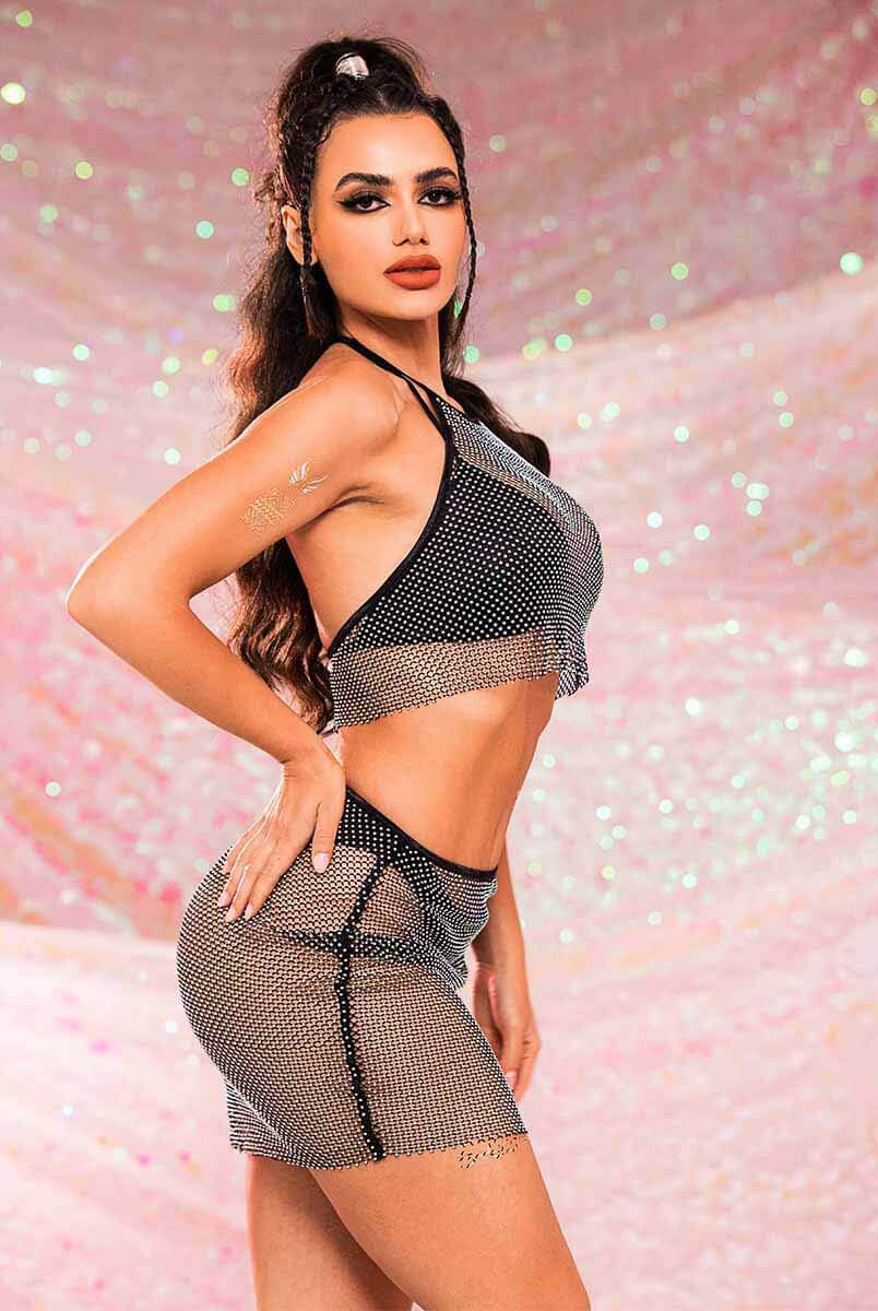 two piece rhinestone set