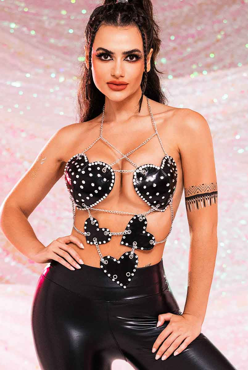 rhinestone black bra