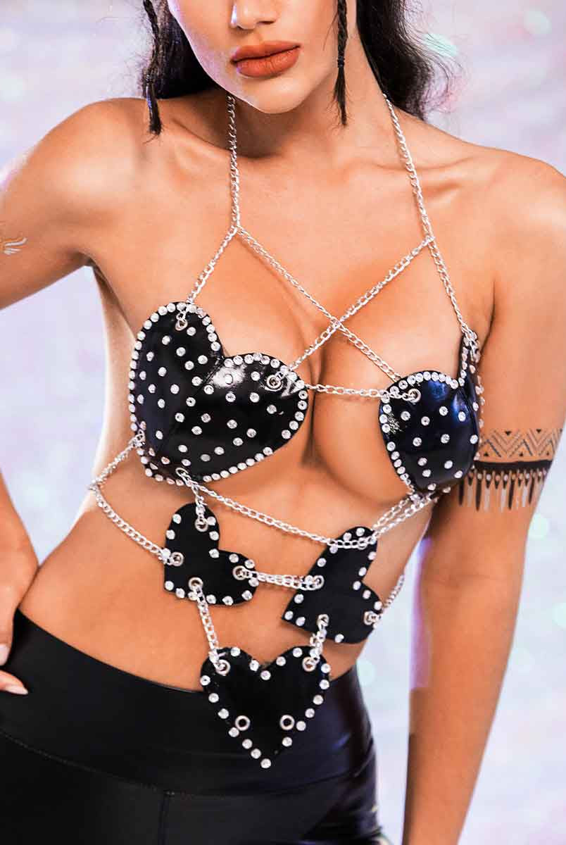 bedazzled black bra