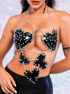 black bra with rhinestone straps