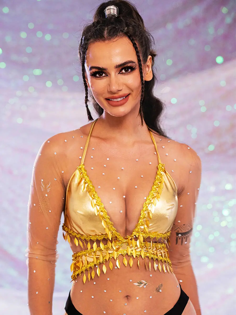 gold sequin bralette
