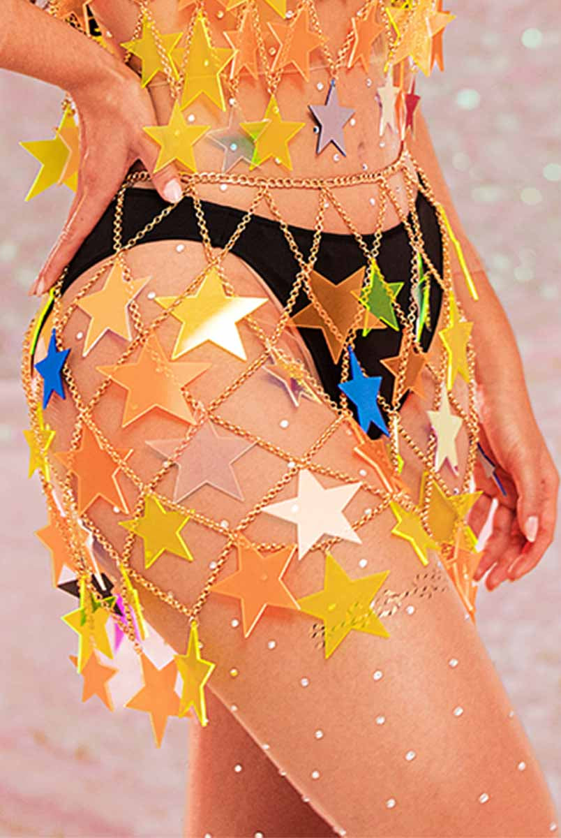 2 Piece Sparkle Set - Star Top + Metal Star Skirt