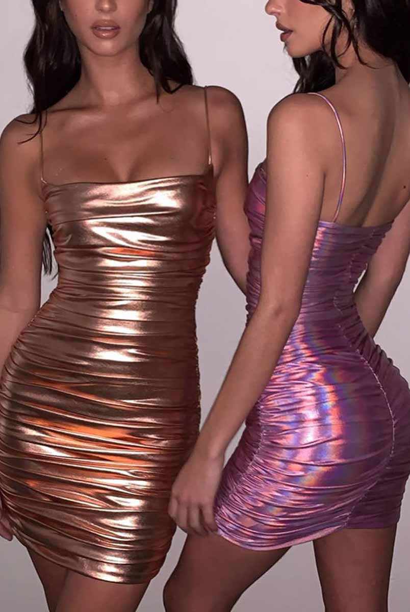 Shimmering Pink Slip Dress
