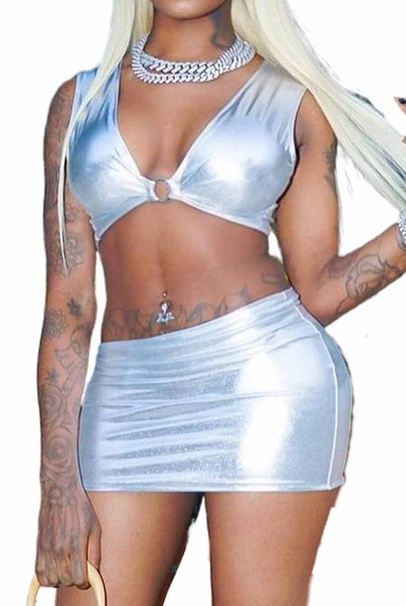 Reflective Silver Two Piece Set