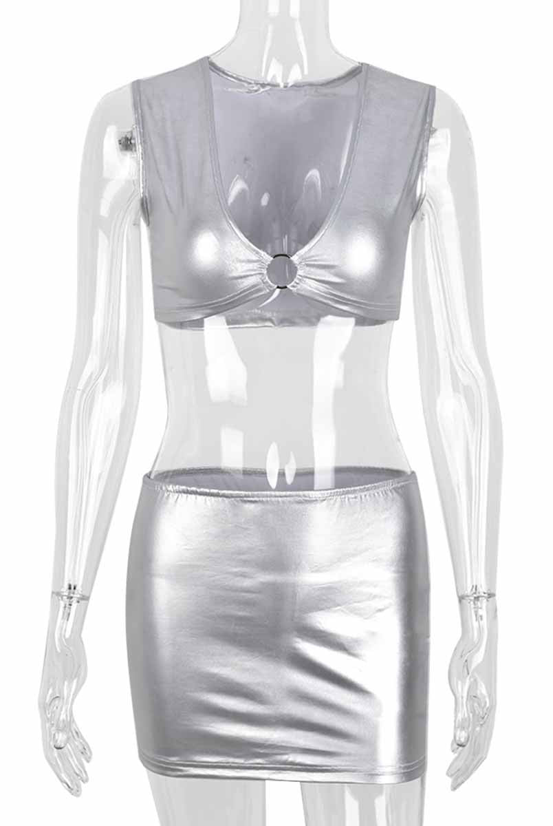 Metallic Shimmer Two-Piece Ensemble
