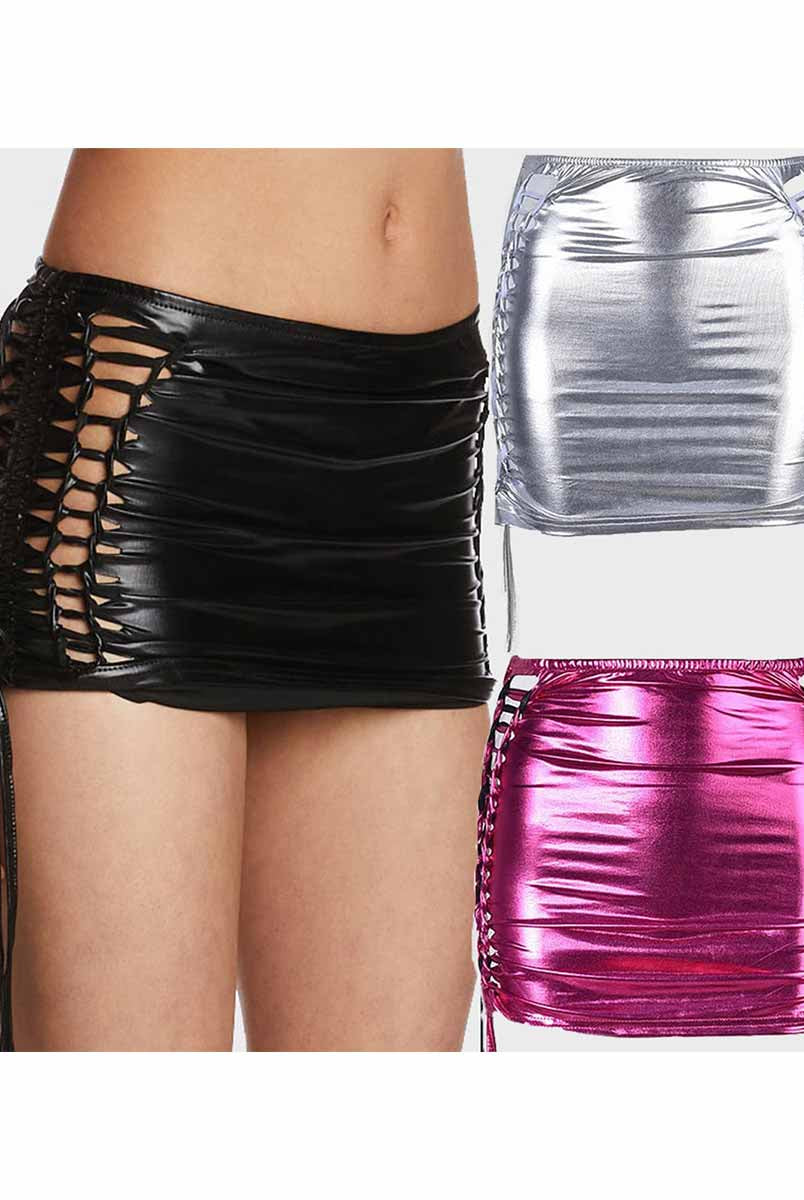 reflective tight mini skirt