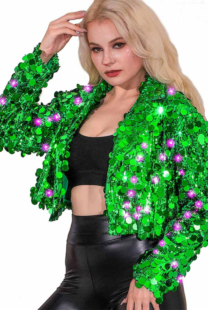 LED Bright Green Sequin Jacket