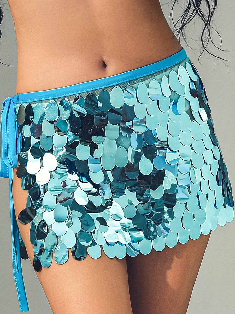 Sparkling Blue Sequined Skirt