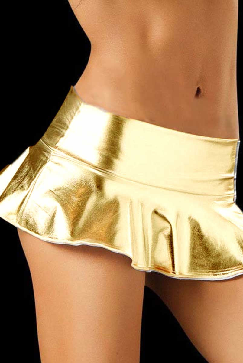 Reflective Gold Short Skirt