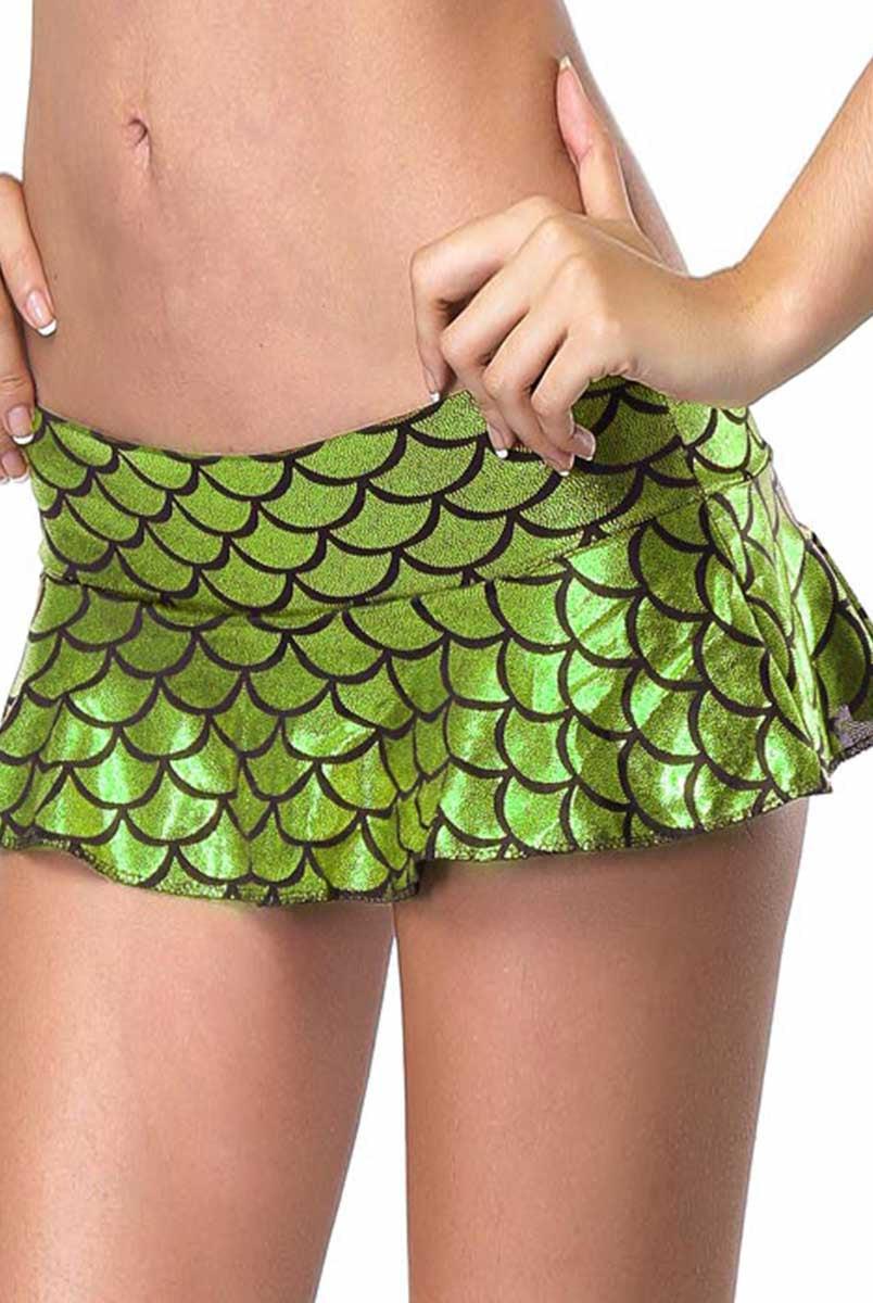 Light Green Mermaid-Style Mini Skirt