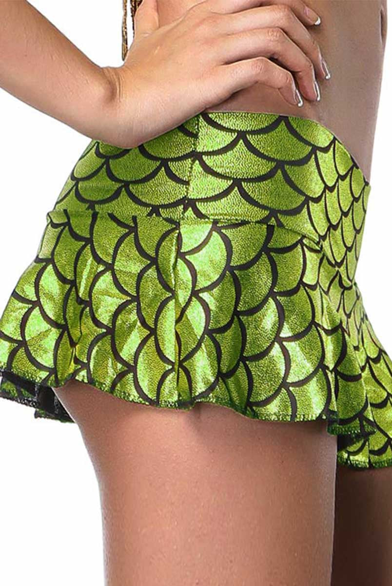 Luminous Green Scaled Mini Skirt