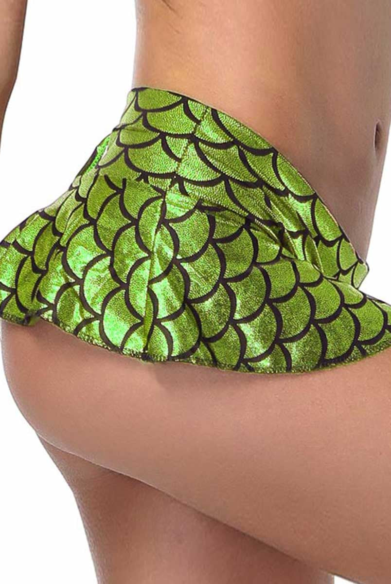 Shimmering Green Fish Scale Short Skirt