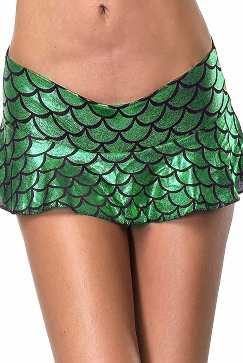 Deep Green Mermaid-Inspired Mini Skirt
