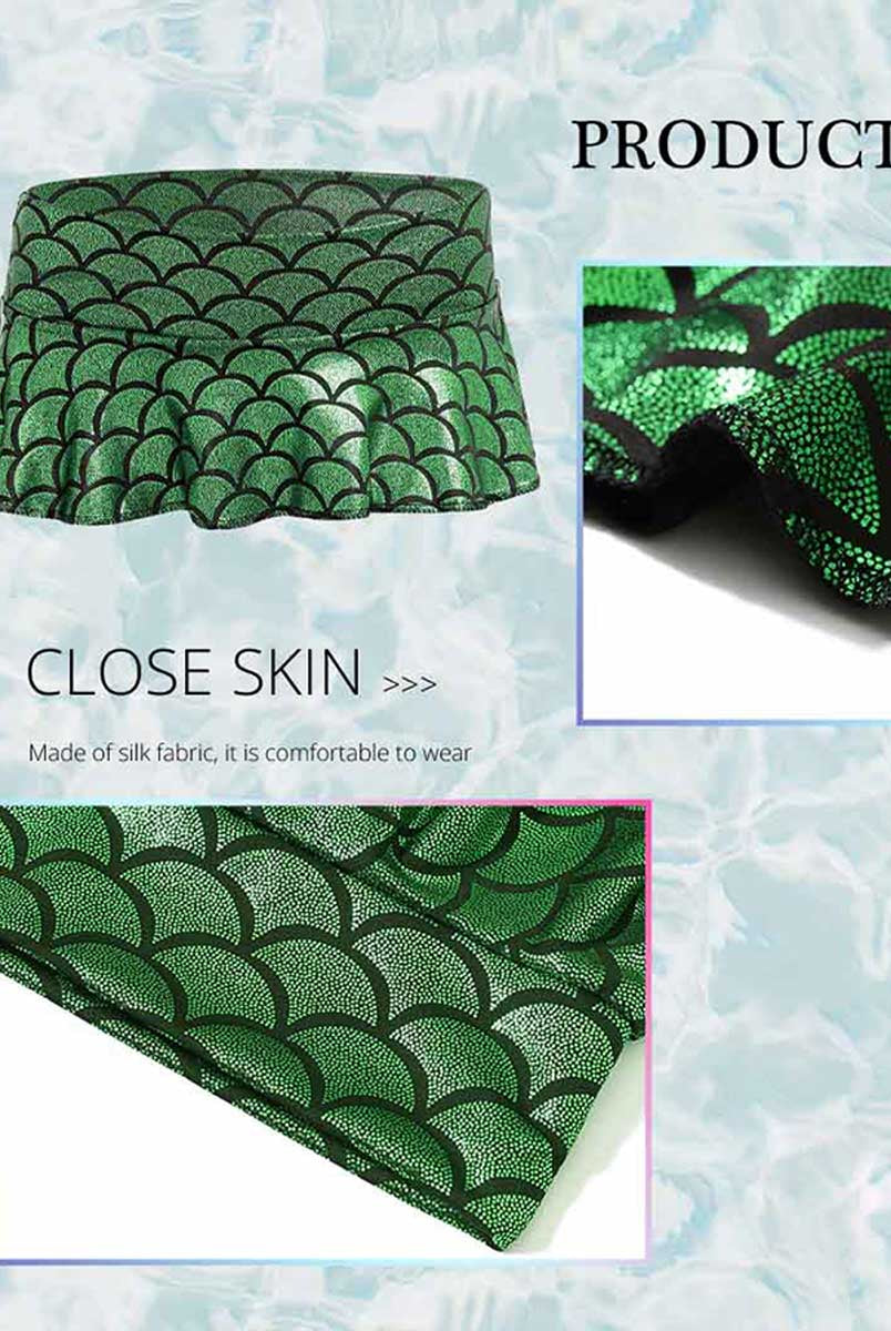 Dark Green Scaled Mini Skirt