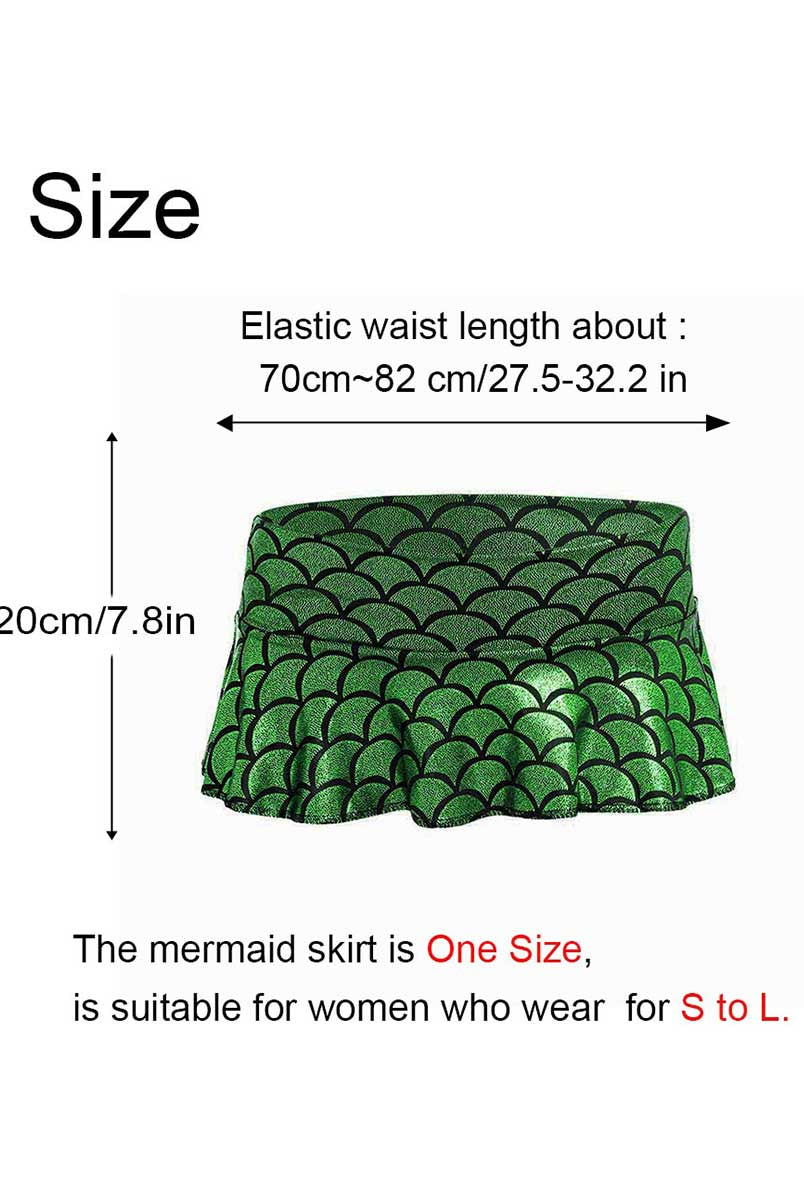 Gleaming Green Fish Scale Mini Skirt
