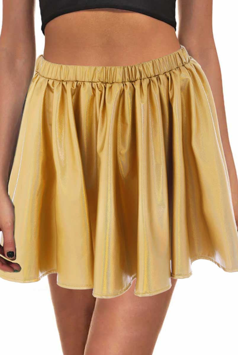 Gold Reflective A-Line Skirt
