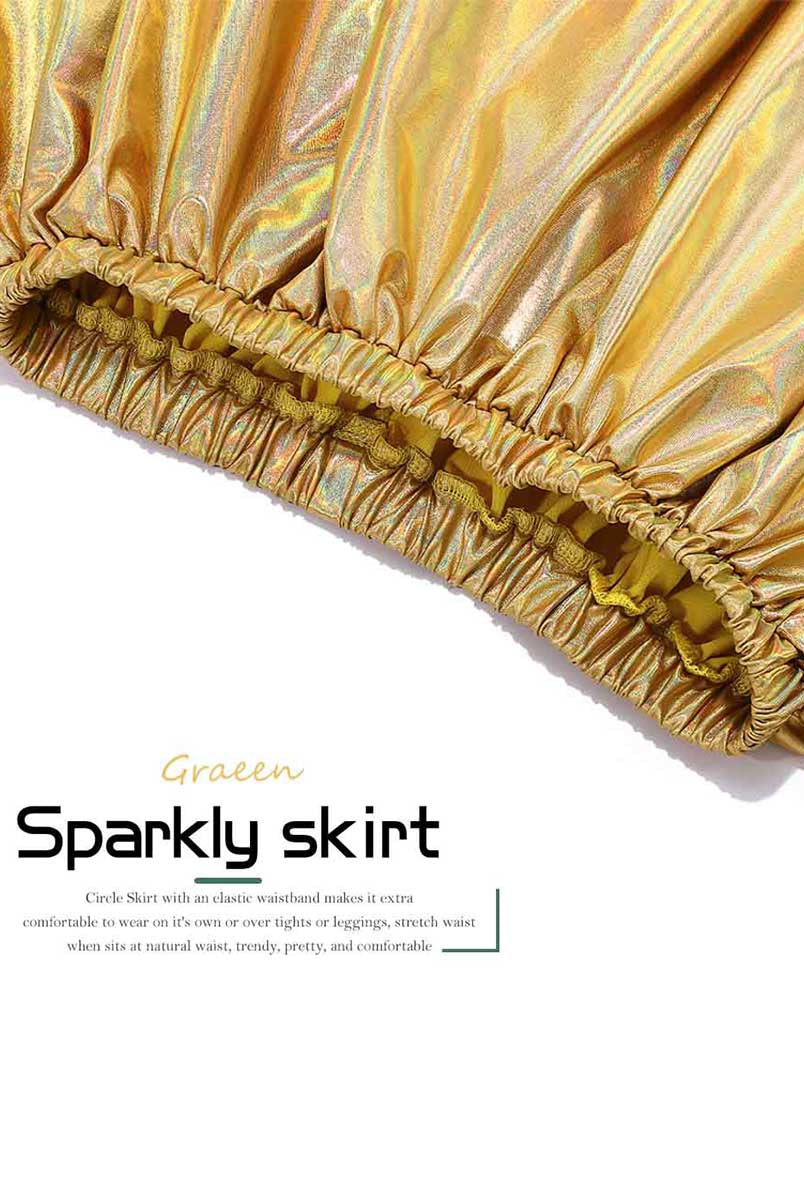 Glossy Gold Midi Skirt