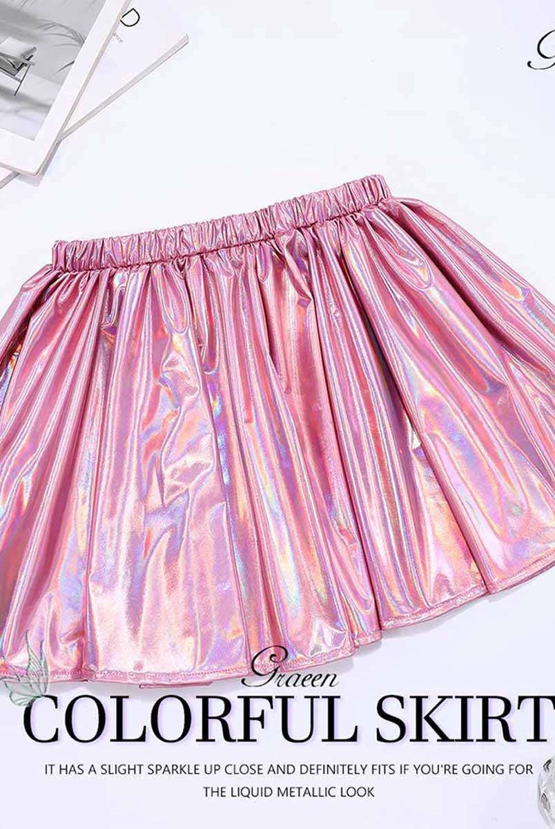 Laser Pink Reflective A-Line Skirt