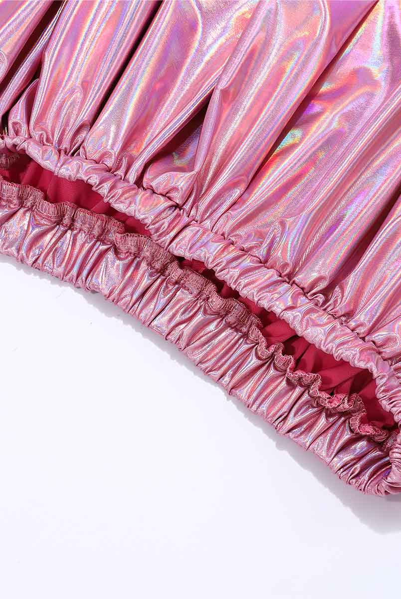 Holographic Pink A-Line Skirt