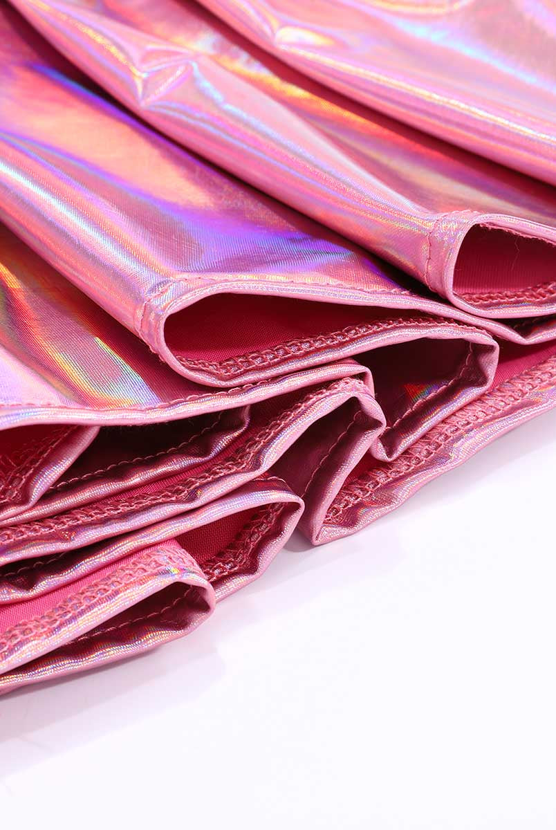 Metallic Pink Flared Skirt