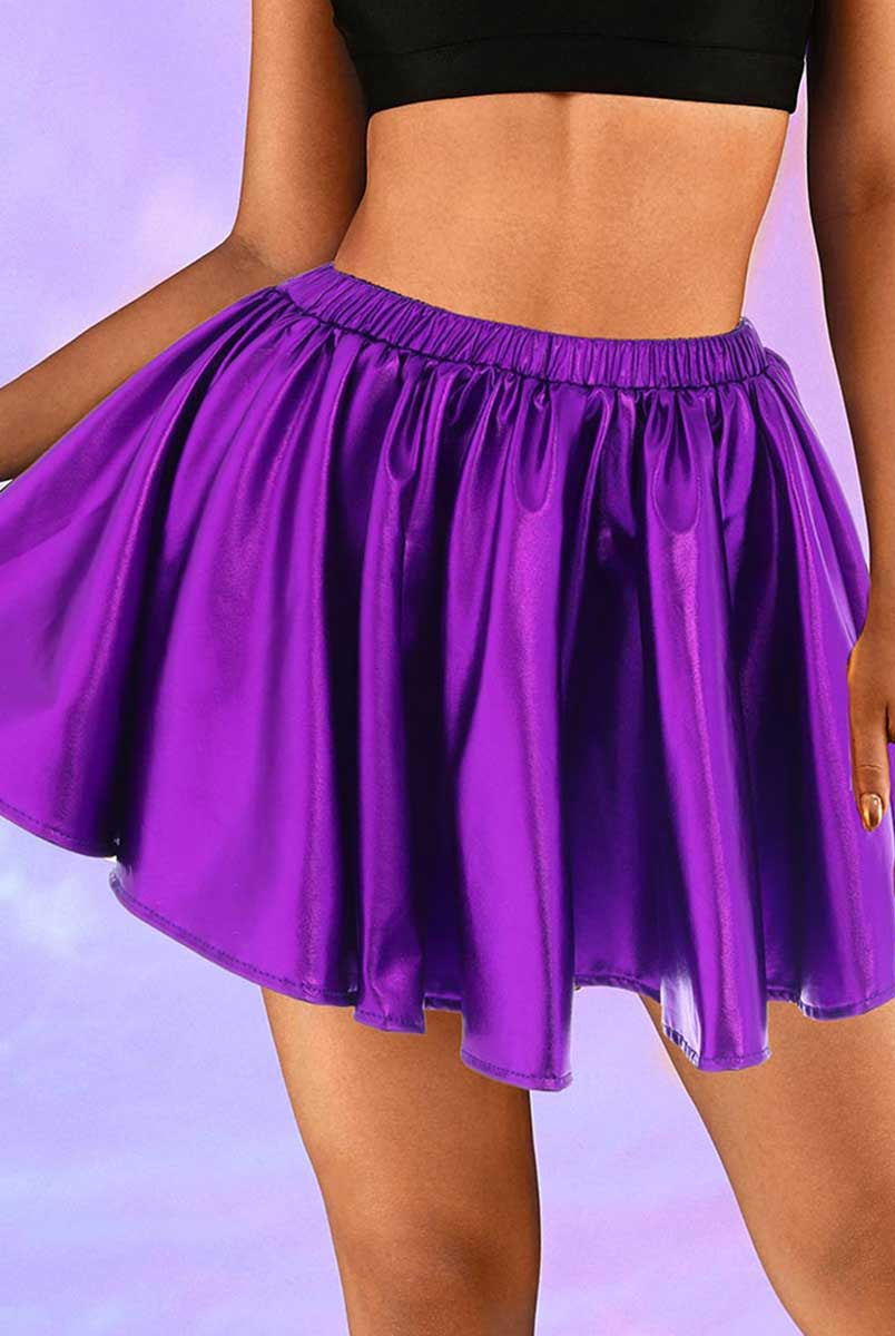 Shiny Purple A-Line Skirt