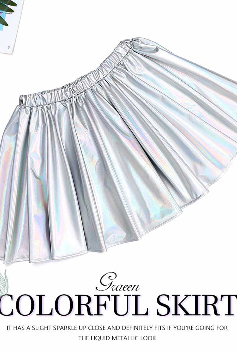 Reflective Silver A-Line Skirt