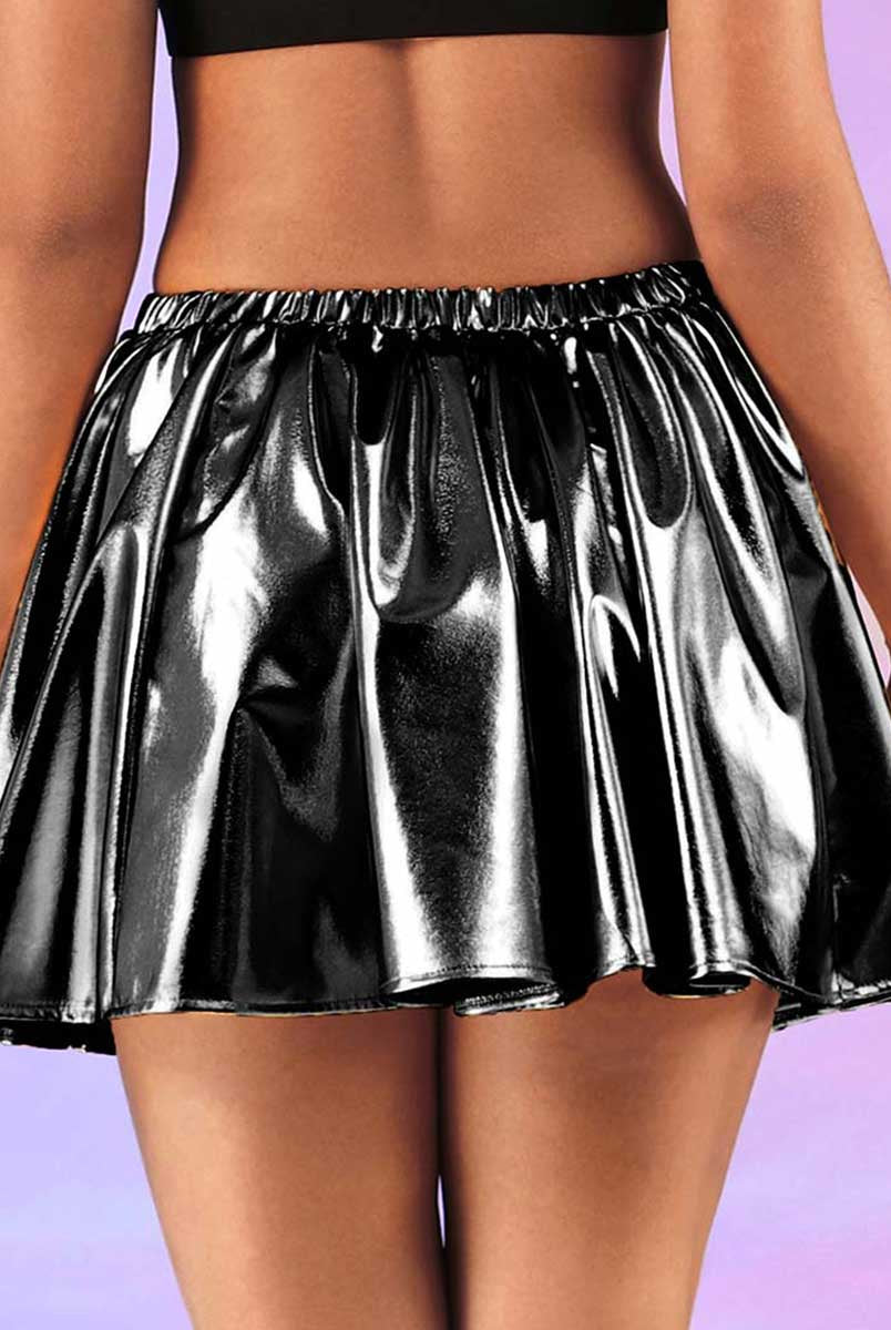 Lustrous Black A-Line Skirt