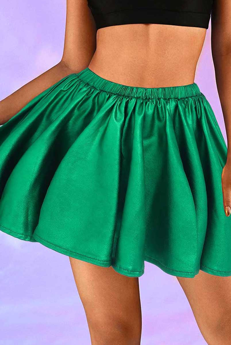 Jade Green Satin Mini Skirt