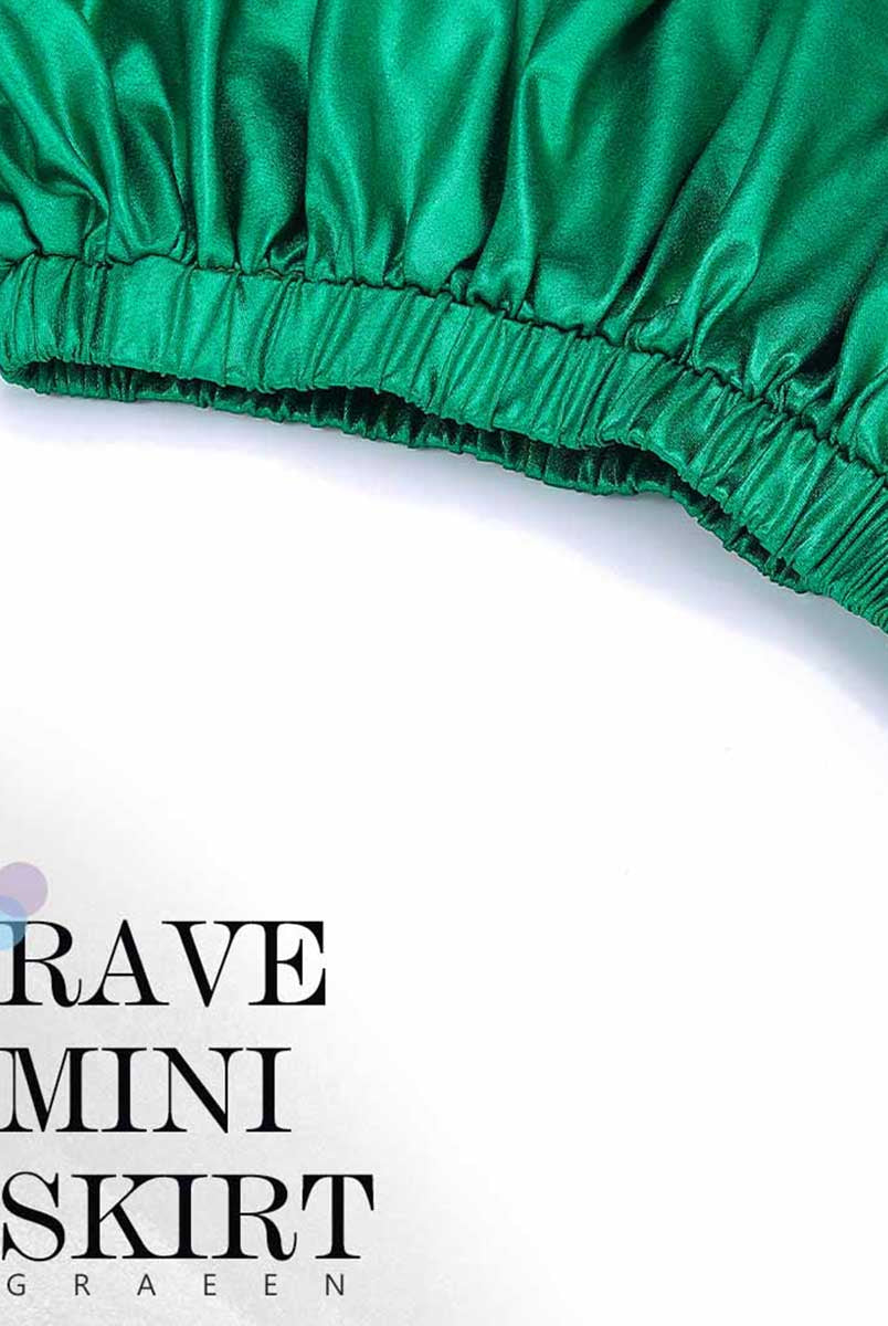 Luxurious Satin High-Waisted Green Skirt