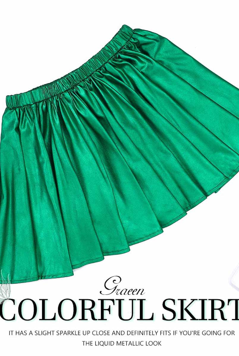 Gleaming Green A-Line Satin Skirt
