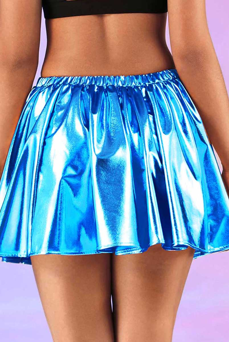 Vivid Blue Glossy A-Line Skirt