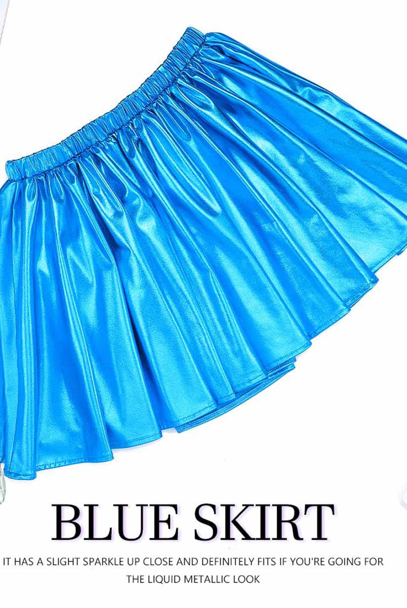 Futuristic Shimmering Blue Mini Skirt