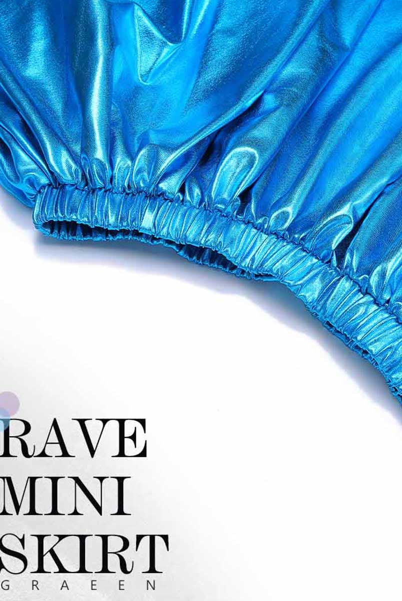 Lustrous Blue Metallic Flare Skirt