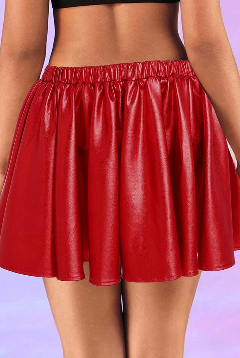Vibrant Red Reflective Skater Skirt