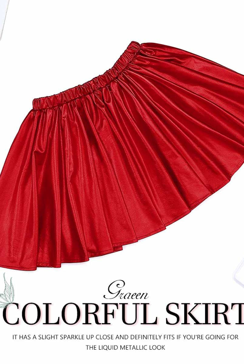 Lustrous Red Pleated Party Skirt