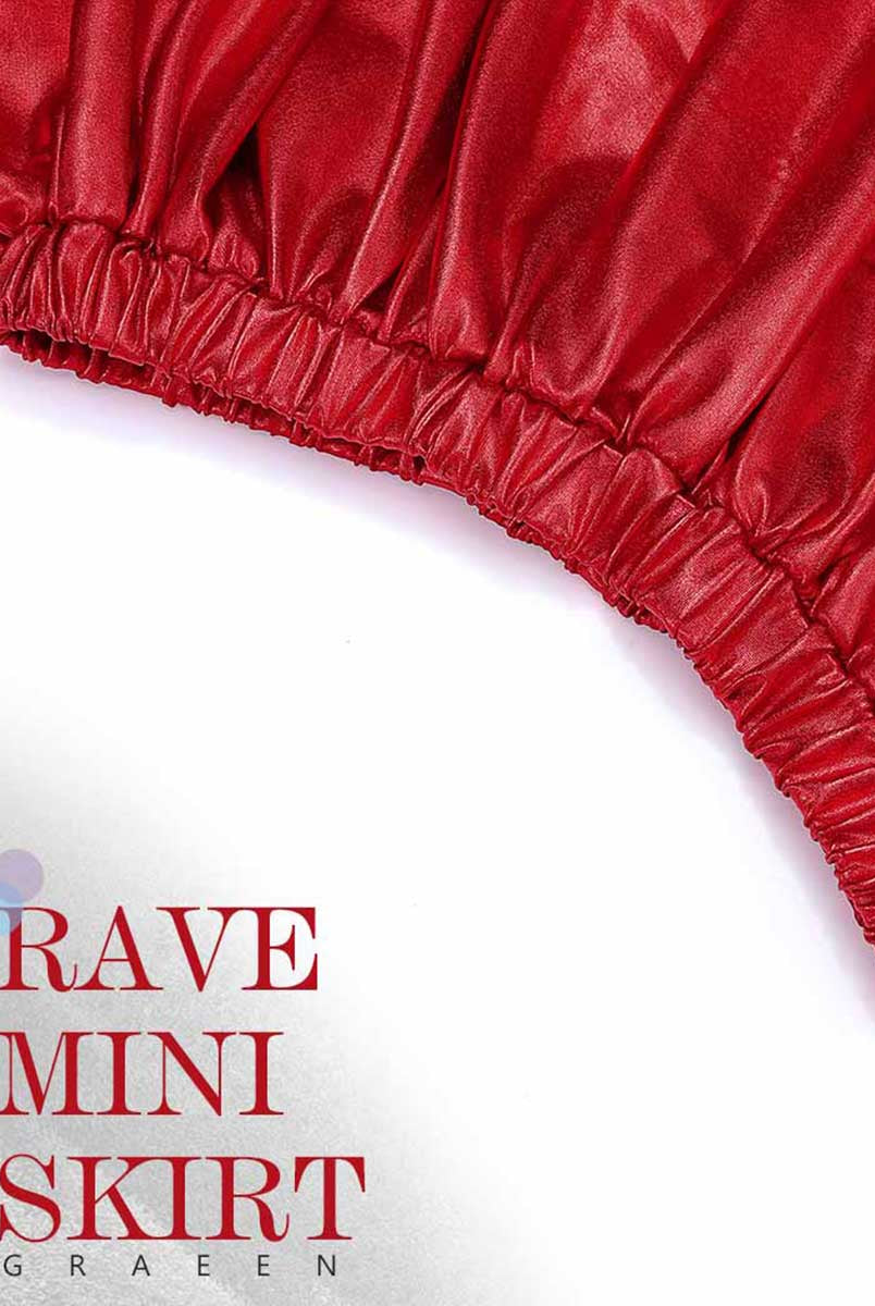 Electric Red Pleated Flare Skirt