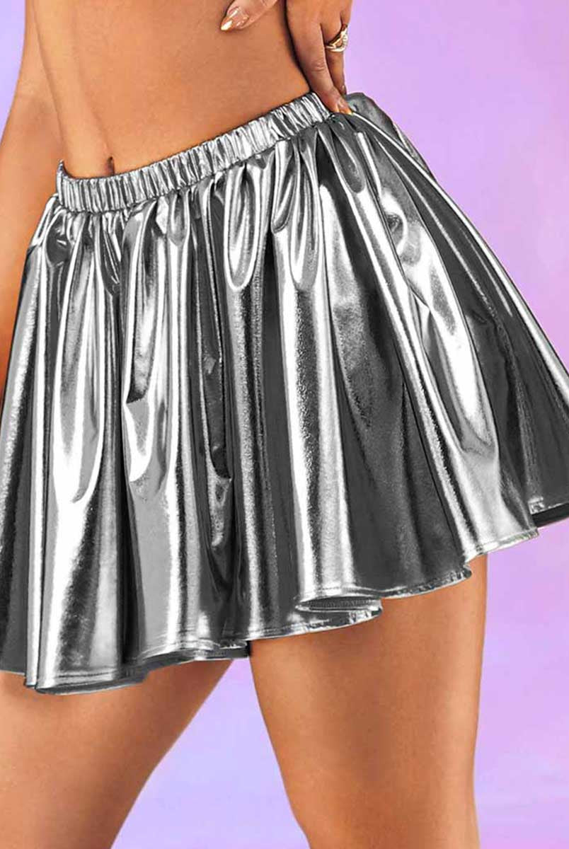 Cyberpunk Silver Mini Skirt