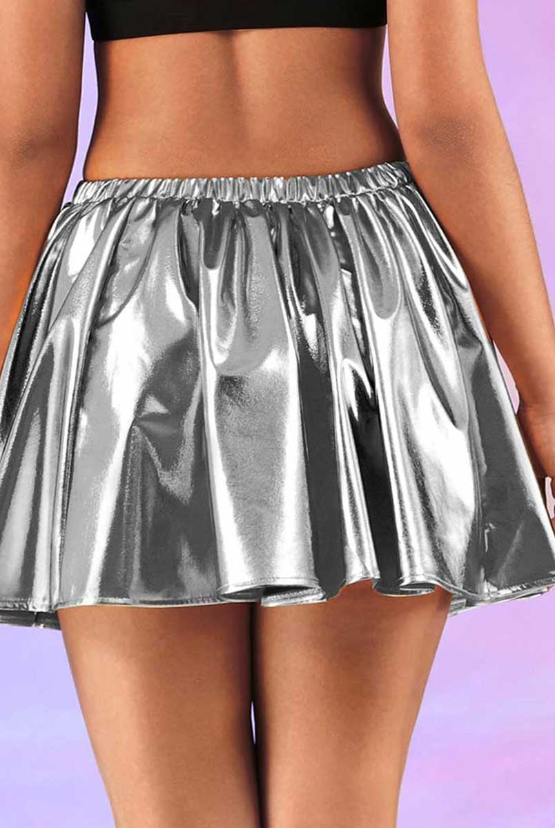 High-Gloss Metal Mini Skirt