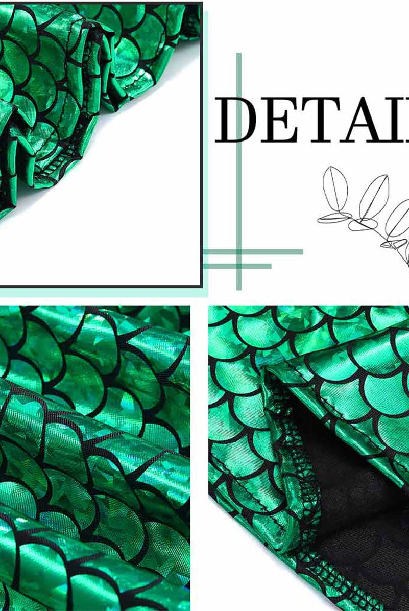 Green Reflective Scaled Skirt